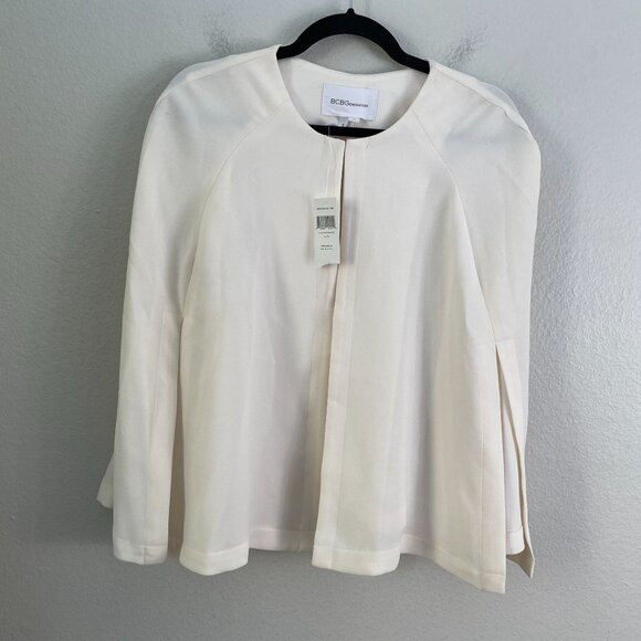 NEW BCBGGeneration Womens Large Whisper Ivory Cape Blazer Jacket Shrug - Picture 7 of 12